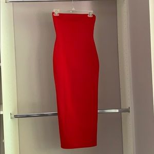 Red midi dress
